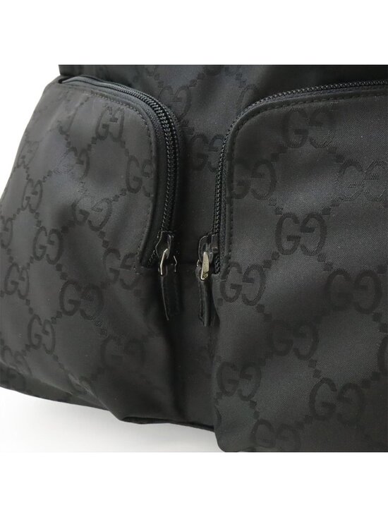 Gucci GG Nylon Backpack Leather Black Silver main image 8